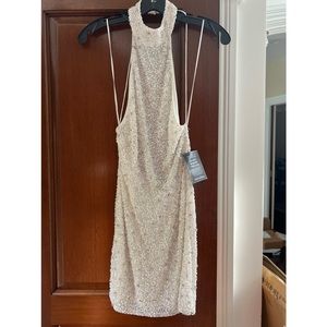 Retrofete Olivia Mini White Sequin Dress NWT size small
